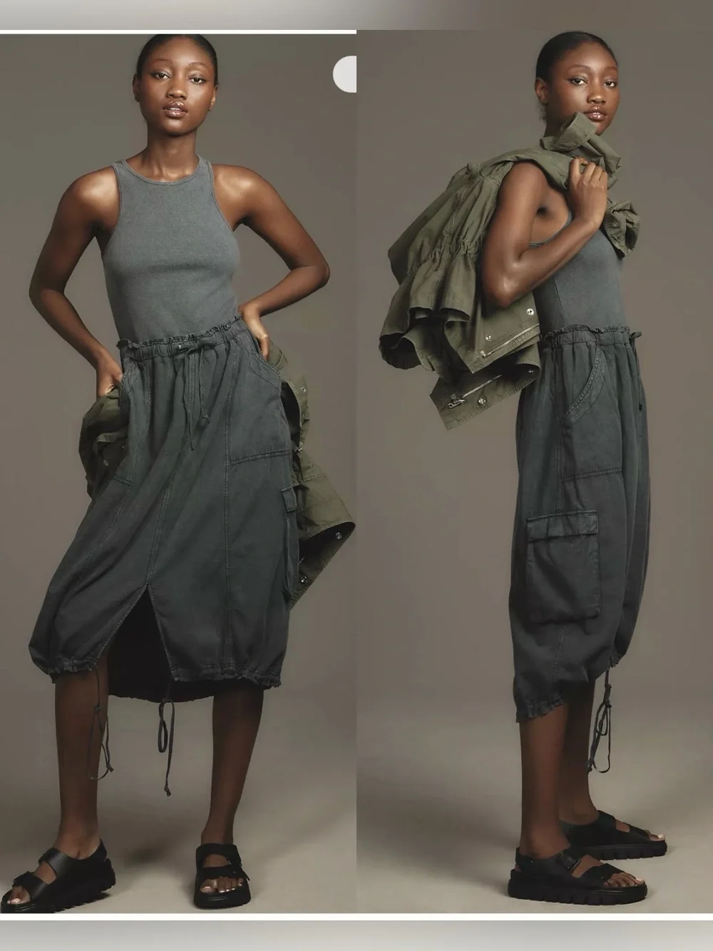 Anthropologie Daily Practice High-Neck Tank Twofer Midi Dress , size S